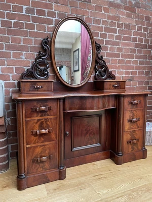 £300 • Buy Victorian Ribbon Handled Dressing Table, Mirror, Deep Mahogany, Solid.