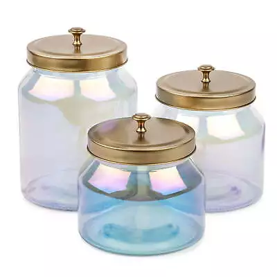  Rainbow Glass Storage Jars 3-Piece Set • $37.72