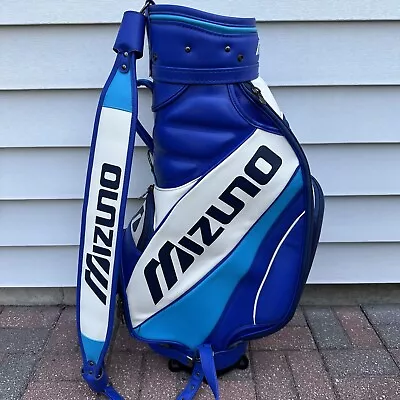 Mizuno Staff Tour Golf Bag Cart Retro Blue White Strap Name Embroidered • $259.99