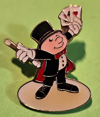 Vintage Enameled Magician Pin Pinback With Wand Trick Cards Fancy Cape & Top Hat • $6