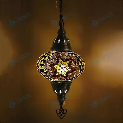 Turkish Moroccan Mosaic Ceiling Hanging Pendant Light Fixture Lamp - Free Bulb • $77.99