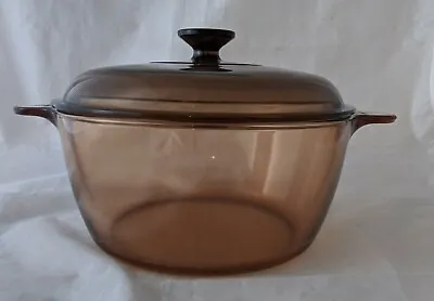 Vision Cookware Dutch Oven W/cover Corning Glass Stock Pot 4.5L 1992 Amber 5 Qt • $39.95
