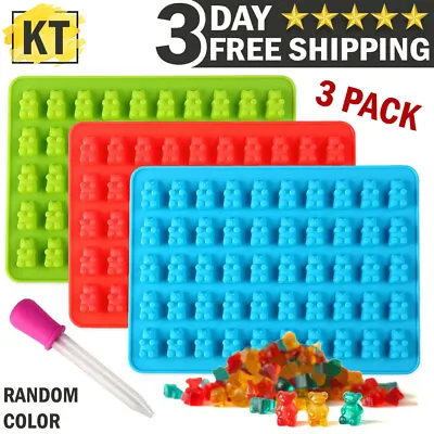 Gummy Bear Mold Candy & Ice Cube Tray Chocolate Maker 3 Silicone Molds Craft Kit • $9.99