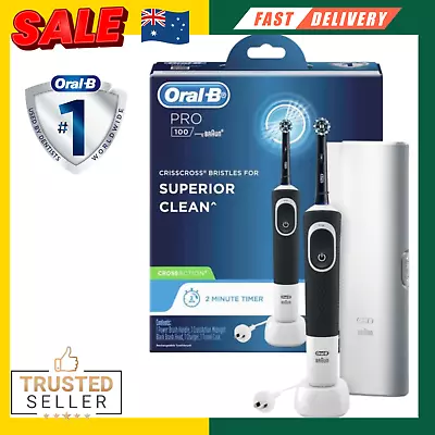 ORAL B Pro 100 Deep Clean Electric Toothbrush Rechargeable Black NEW AU STOCK • $47.95