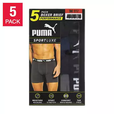 New PUMA Mens Performance 5-Pack Boxer Brief Underwear Gray/Black/Blue M - 2XL • $23.99