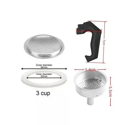 Espresso Coffee Moka Pot Replacement Parts Handle Gasket Seal Funnel-Filter New • $11.20