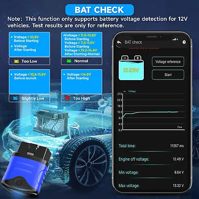 Bluetooth Car OBD2 Diagnostic Scanner Full System Oil Reset Battery Engine Check • £45