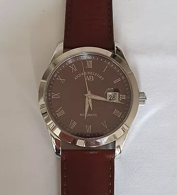 £484 • Buy Andre Belfort Empereur 42mm Automatic Watch On A Chocolate Brown Leather Strap