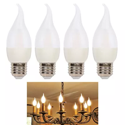 4 Frosted 40W Replacement LED Light Bulbs Medium Base Lamp Flame Tip Chandelier • $12.47