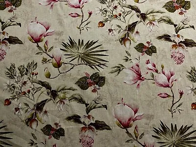 Vintage Magnolia  Floral Linen Yellow Pink   Curtain/Craft Fabric • £28.80