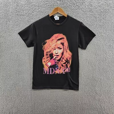 Madonna 2012 Tour Shirt Size Small S Black MDNA Double Sided Side Cities City • $30