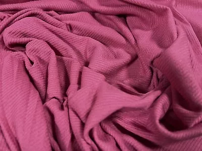 Cotton Spandex Stretch Rib  Jersey Fabric Per Mettre - Plain - Hot Pink • £3.99