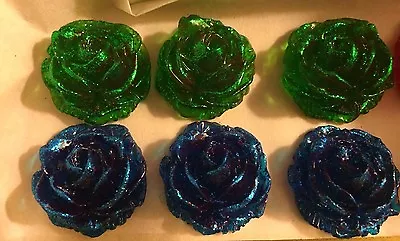 Three (3) Edible Roses Sugar Isomalt Cake Jewel Gem Candy Decoration 100% Edible • £96.50