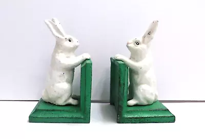 Vintage Cast Iron Rabbit Bunny Book Ends • $89.99