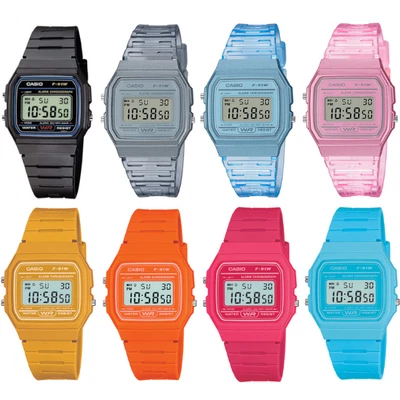 £29.95 • Buy Casio F91 Digital Watch Casual Classic Resin Grey Pink Blue Yellow Neon - F-91w