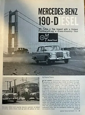 1962 Road Test Mercedes-Benz 190-D Diesel Illustrated • $19.99