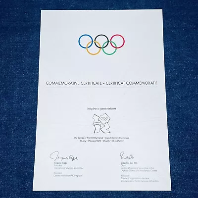 Official Commemorative Certificate From London 2012 Olympic Games • £39.50