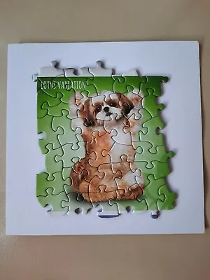 Jigsaw PuzzleBirthdayCard Dog In Yoga Lotus Variation Pose. 6  X 6   • £1.50