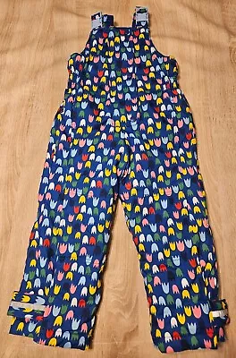 Hanna Andersson Blue Tulip Flowers Snow Ski Pants Overalls Girls Sz 100 Us 4 • $19.90