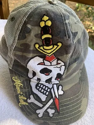 Miami Ink Cap Hat SnapBack Camo Embroidered Skull Dagger Crossbones Tattoo • $21.58