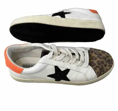 Steve Madden 9.5 Sneakers NY90 Pursued Women's Shoes White Leopard Leather Star • $24.99