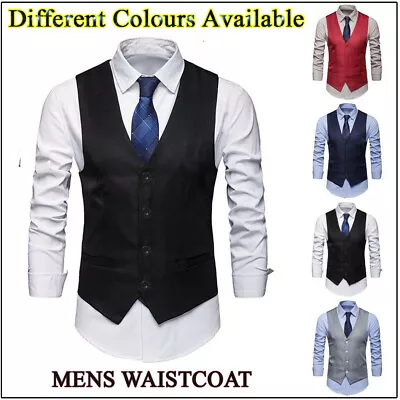 Men's WAISTCOAT For WEDDING WAITERS BAR STAFF Vest Tops Waist Coats Fancy Dress  • £9.45