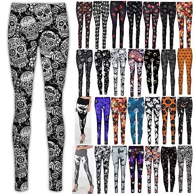 £10.99 • Buy Womens Jeggings Halloween Cobweb Spider Spooky Scary Moon Bats Ladies Leggings