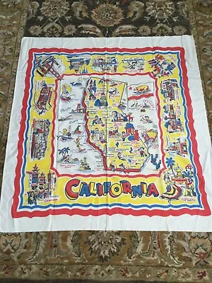 Rare & HTF Vintage Souvenir 46  X 49  Tablecloth Of California - Excellent • $44.99