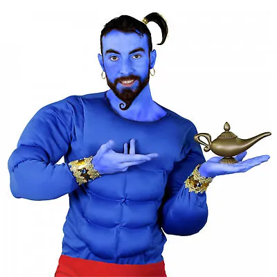 Mens Blue Magical Genie World Book Day Genie Lamp Muscle Chest Face Paint  • £16.99