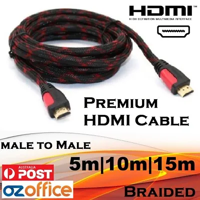$15.95 • Buy HDMI Cables 3m 5m 10m 15m HDMI Cable Nylon Feel Braided V1.4 HDTV PS3 PS4