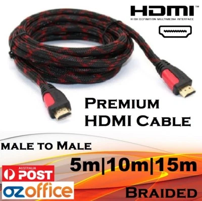 HDMI Cables 3m 5m 10m 15m HDMI Cable Nylon Feel Braided V1.4 HDTV PS3 PS4 • $10.95