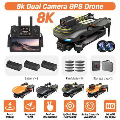 $177.39 • Buy 8K GPS 5G WiFi FPV Drone With Dual HD ESC Camera RC Quadcopter Brushless Drones