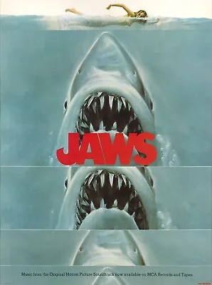 JAWS 1975 Soundtrack Poster Print 27x41  Roy Scheider Richard Dreyfuss FREE P&P • £24.99