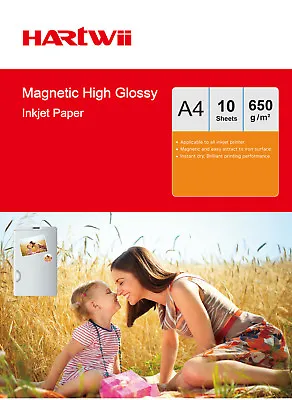 £11.99 • Buy Hartwii 10 Sheets A4 650Gsm Magnet High Glossy Photo Paper Inkjet Paper Printer