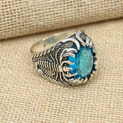 Blue Topaz Ring 925 Sterling Silver Scorpion Designer Men's Ring All Size R206 • $22.49