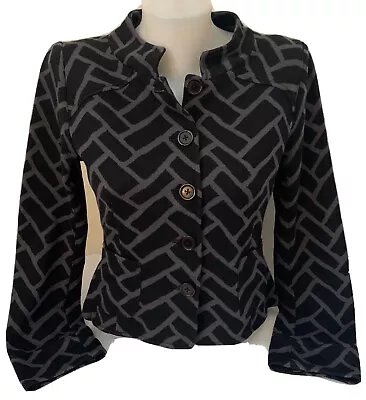 ECI New York Womens Blazer Jacket Knit Button Geo Print Black Gray Size 6 • $19.99