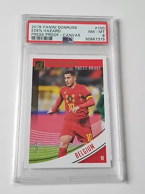 Panini 2018 Donruss Soccer Eden Hazard Press Proof Canvas /25 PSA 8 • £29.99