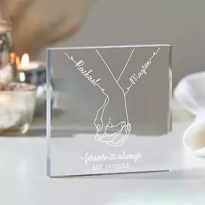 Personalised Acrylic Block Engraved Gift For Couples Anniversary Wedding Present • £2.96