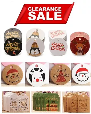 £2.09 • Buy 50/25 Kraft Paper MERRY CHRISTMAS Gift Hang Tags VARIOUS DESIGNS & SIZES 1426