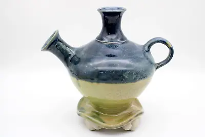 Studio Pottery Jug With Feet Blue And Green • $29.99