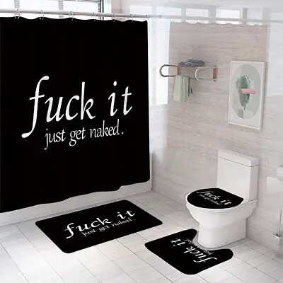 Get Naked Shower Curtain Bathroom Rug Set Bath Mat Non-Slip Toilet Lid Cover.. • $21.98