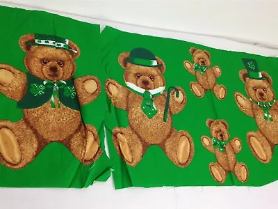 $1.50 • Buy Vintage Wamsutta Hallmark Cards Irish Teddy Bear Fabric Panel St Patrick's Day