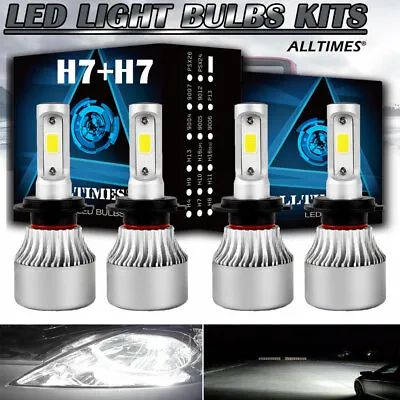 4Pcs H7 Front LED Headlight Bulbs High Low Beam Combo 6000K White Conversion Kit • $13.49