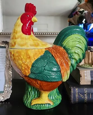 Cute Pfaltzgraff Ceramic Rooster Meadow Cookie Jar Used 11  Tall • $25