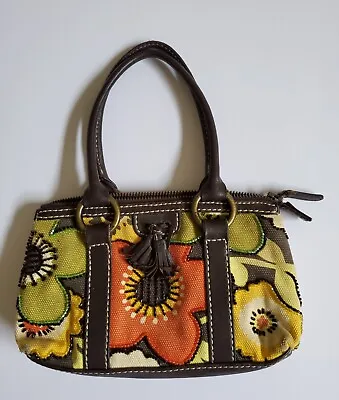 Vintage ISABELLA FIORE Designer Beaded Leather & Fabric Petite Purse Bag • $13.99