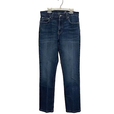 George 30 X 30 Mens Jean Straight Fit Dark Blue Wash Zip Fly 5-Pocket Style • $11.20