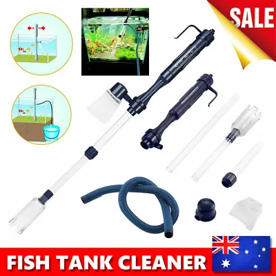 $17.99 • Buy Fish Tank Cleaner Aquarium Gravel Battery Syphon Change Pump Water Filter Vacuum