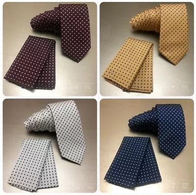 2.75  Skinny Slim MEN'S Mini Polka Dots NECK TIE & Hankie Set PARTY WEDDING PROM • $11.76