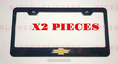 X2 Chevy 100% Carbon Fiber Style Stainless Steel Frame Plate Holder W Caps • $69.99