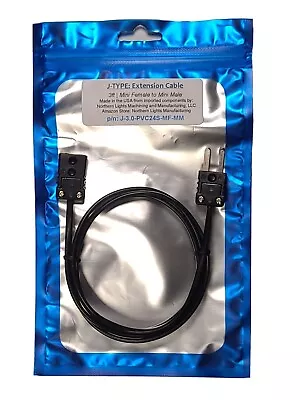 Thermocouple Extension Type J Mini-Female To Mini-Male 3 Ft Long. 24awg Wire. • $14.99